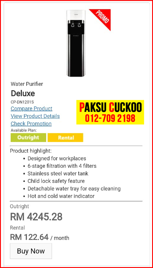 1 penapis air cuckoo deluxe model review spec spesifikasi harga cara beli agen ejen agent price pasang sewa rental cuckoo water filter di Bukit Timbalai Labuan,
