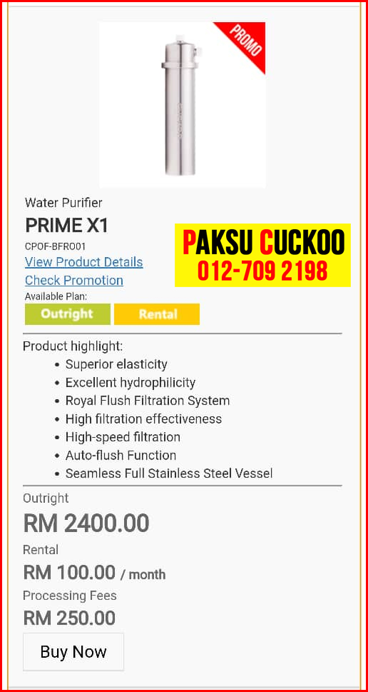 10 penapis air cuckoo prime x1 model review spec spesifikasi harga cara beli agen ejen agent price pasang sewa rental cuckoo water purifier Tandek, Tempasuk, Kadamaian, Usukan,