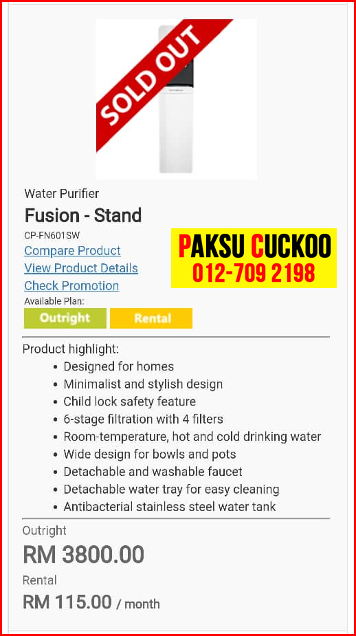 2 penapis air cuckoo fusion stand model review spec spesifikasi harga cara beli agen ejen agent price pasang sewa rental pasang cuckoo water filter sabah Lahad Datu, Keningau, Putatan,