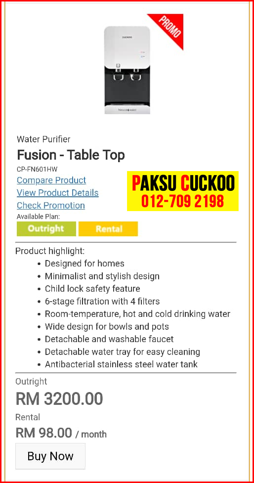 3 penapis air cuckoo fusion top model review spec spesifikasi harga cara beli agen ejen agent price pasang sewa rental beli cuckoo water filter di Batu Kikir, Chembong, Chengkau, Dangi,