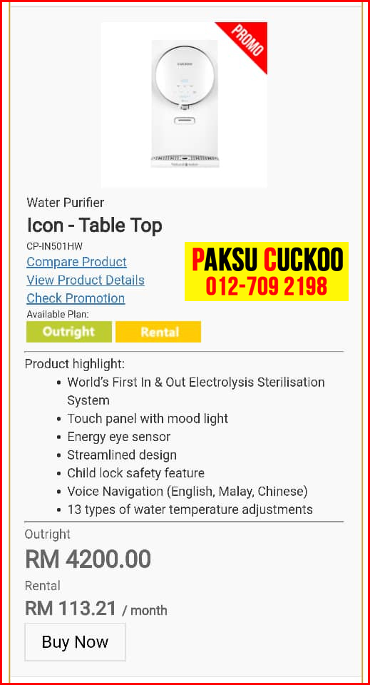 4 penapis air cuckoo icon top model review spec spesifikasi harga cara beli agen ejen agent price pasang sewa rental cuckoo water filter di sabah Papar, Ranau, Beaufort, Kinarut,