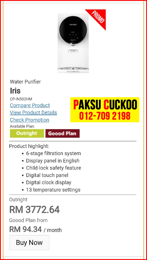 5 penapis air cuckoo iris top model review spec spesifikasi harga cara beli agen ejen agent price pasang sewa rental beli cuckoo water filter di Mas Gading, Petra Jaya, Stampin, Mambong,