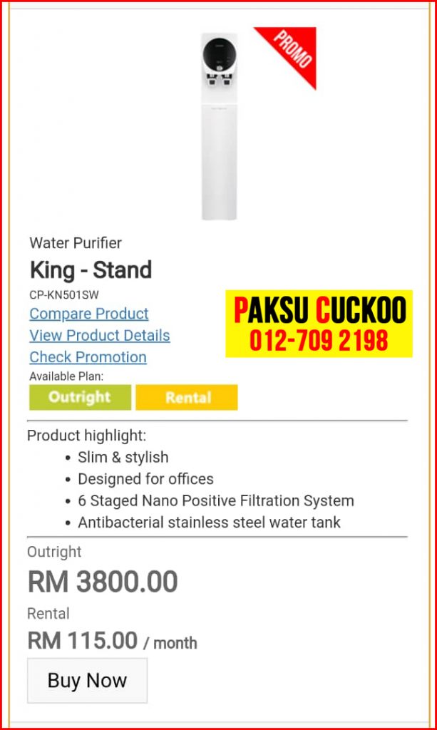 7 penapis air cuckoo king stand model review spec spesifikasi harga cara beli agen ejen agent price pasang sewa rental cuckoo water purifier Masjid Tanah, Melaka Pindah, Merlimau, Naning,