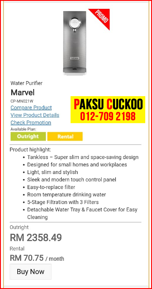 9 penapis air cuckoo marvel top model review spec spesifikasi harga cara beli agen ejen agent price pasang sewa rental cuckoo water purifier Banggi, Tanjong Kapor, Pitas, Matunggong,