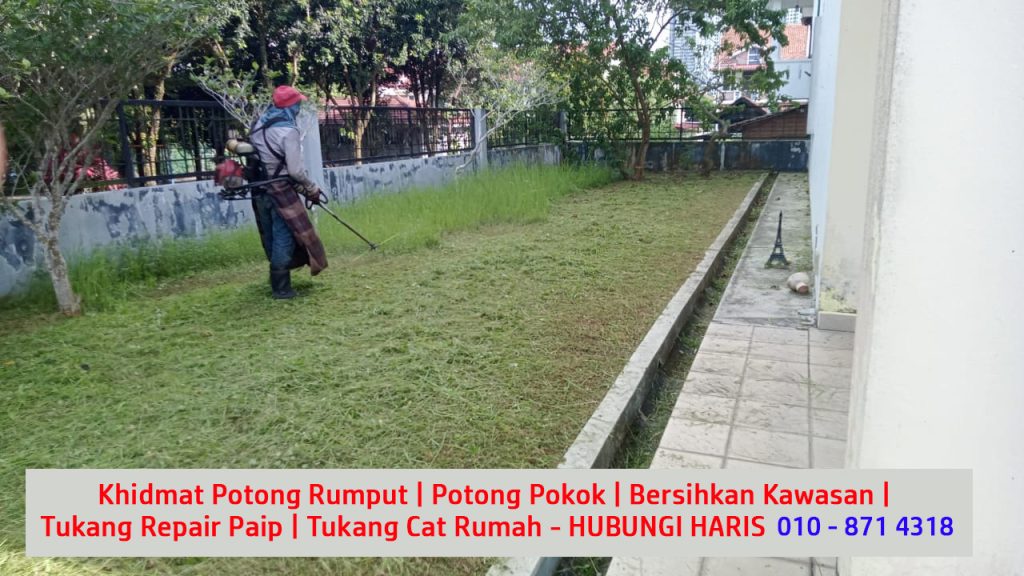 1 perkhidmatan khidmat kontraktor kerja potong rumput dan bersihkan kawasan halaman rumah taman kampung di kawasan sekitar larkin