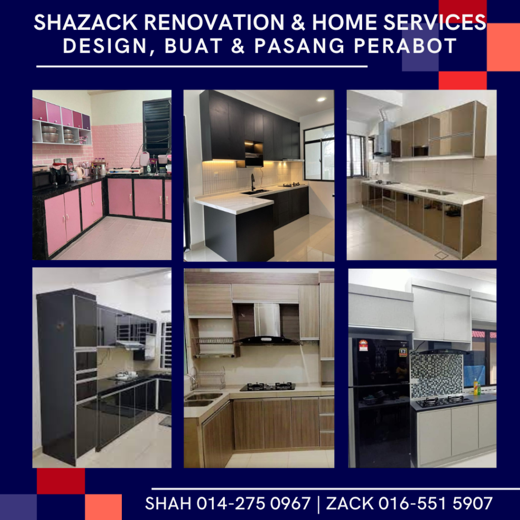 kedai kilang tukang perabot design dan pasang perabot kabinet dapur kitchen cabinet murah di pasir gudang