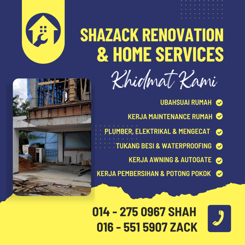 kontraktor khidmat kerja renovation ubahsuai rumah plumber paip tandas sumbat potong pokok elektrikal aircond perabot repair atap bumbung bocor di bandar seri alam