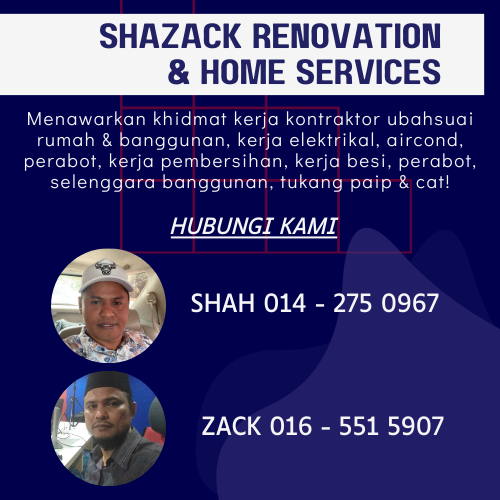kontraktor renovation extend ubahsuai rumah banggunan interior design tukang paip plumber tukang cat kerja elektrikal aircond di pasir gudang