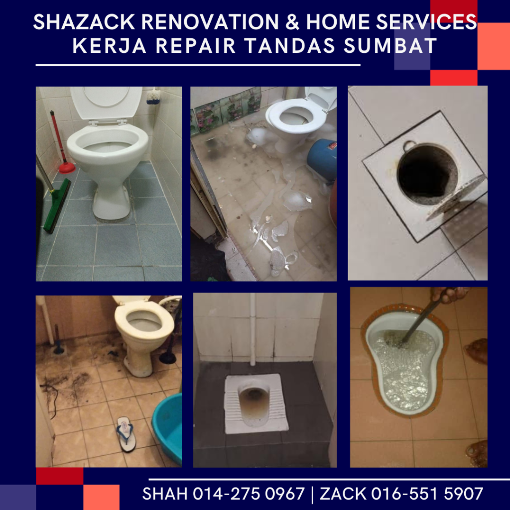 repair baiki masalah tandas sumbat tersumbat melimpah ganti tandas jamban rosak tukang paip dan plumber di larkin